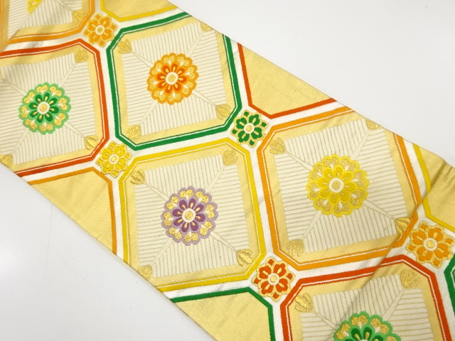 JAPANESE KIMONO / ANTIQUE FUKURO OBI / SILK / WOVEN SHOKKOMON PATTERN